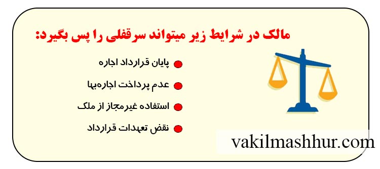 بررسی اینکه ایا مالک میتواند سرقفلی را پس بگیرد