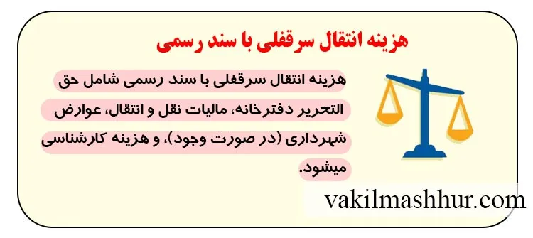 بررسی هزینه انتقال سرقفلی با سند رسمی