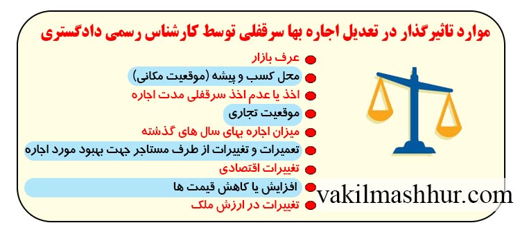 نحوه تصمیم گیری کارشناس رسمی دادگستری به جهت تعدیل اجاره بها سرقفلی