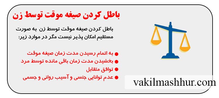 باطل كردن صيغه موقت توسط زن