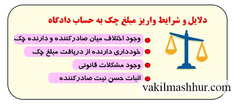 به چه دلیل مبلغ چک چک به حساب دادگاه واریز می شود