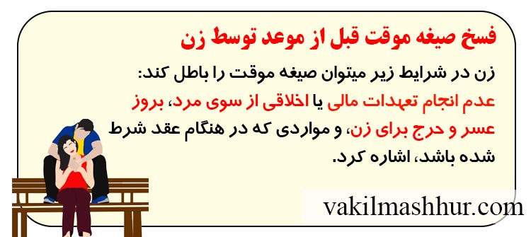 فسخ صیغه موقت قبل از موعد توسط زن