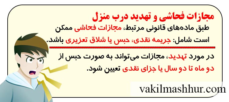 مجازات فحاشی و تهدید درب منزل