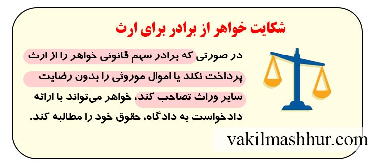 بررسی شکایت خواهر از برادر برای ارث