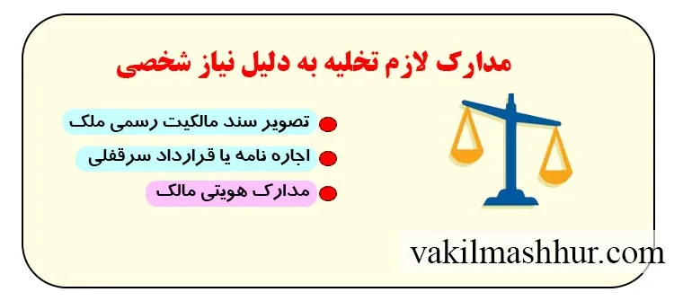 مدارک لازم برای طرح دعوای تخلیه به دلیل نیاز شخصی