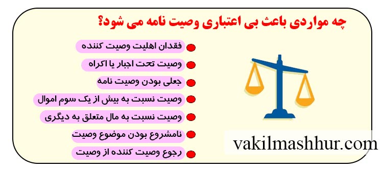 چه مواردی باعث بی اعتباری وصیت نامه می شود؟