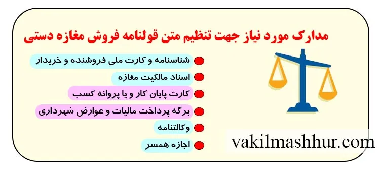 اسناد مهم جهت تنظیم متن قولنامه فروش مغازه دستی