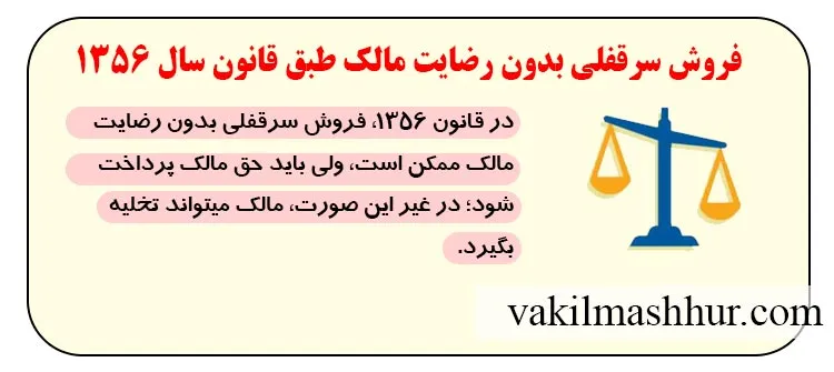 بررسی قانونی فروش سرقفلی بدون رضایت مالک طبق قانون سال 1356