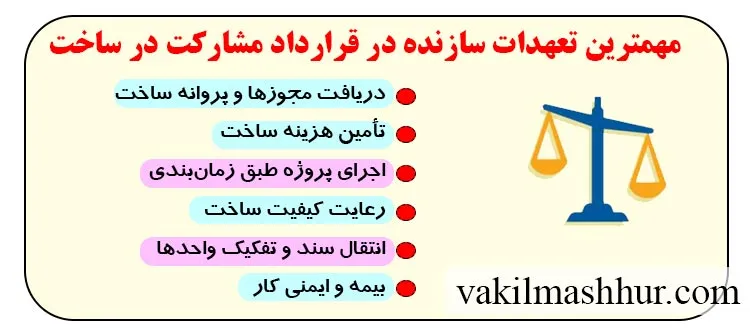 موارد مهم در تعهدات سازنده در قرارداد مشارکت در ساخت