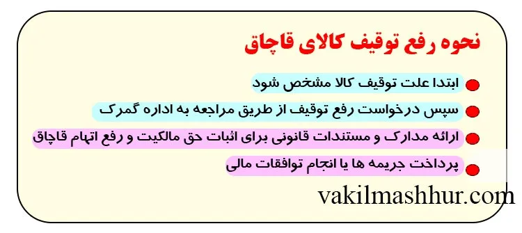 راهنمای نحوه رفع توقیف کالای قاچاق