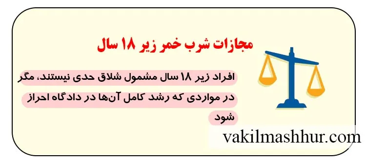 میزان مجازات شرب خمر زیر 18 سال