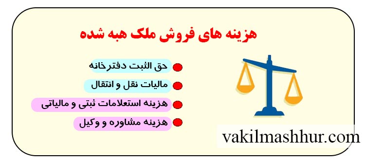 میزان هزینه های فروش ملک هبه شده