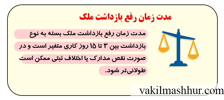 مدت زمان رفع بازداشت ملک