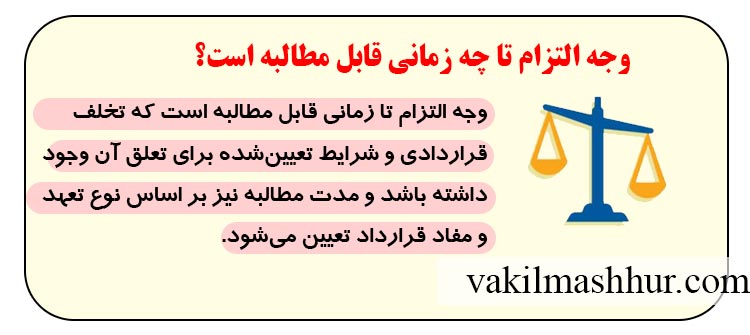وجه التزام تا چه زمانی قابل مطالبه است؟