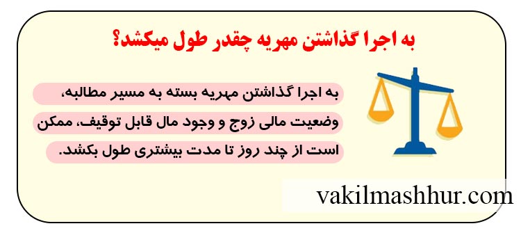 به اجرا گذاشتن مهریه چقدر طول میکشد؟