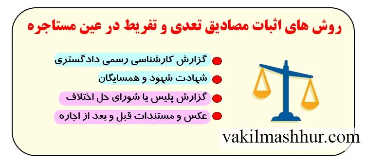 روش‌ های اثبات مصادیق تعدی و تفریط در عین مستاجره