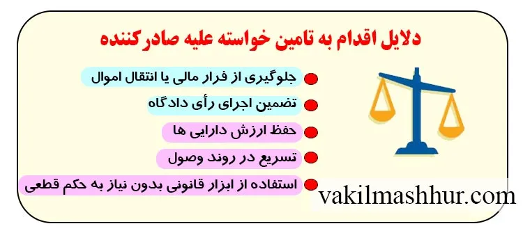 دلایل اقدام به تامین خواسته علیه صادرکننده