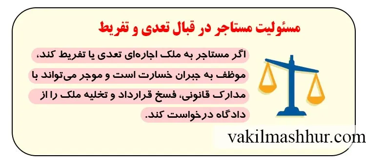 مسئولیت مستاجر در قبال تعدی و تفریط