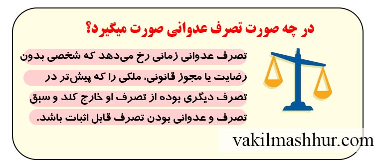 در چه صورت تصرف عدوانی صورت میگیرد؟