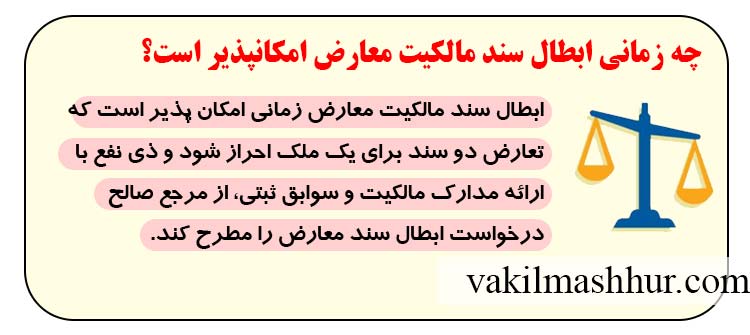 چه زمانی ابطال سند مالکیت معارض امکانپذیر است؟