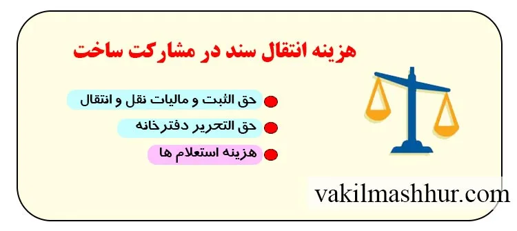 هزینه انتقال سند در مشارکت ساخت