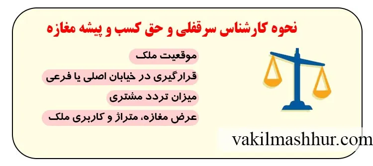 نحوه کارشناس سرقفلی و حق کسب و پیشه مغازه