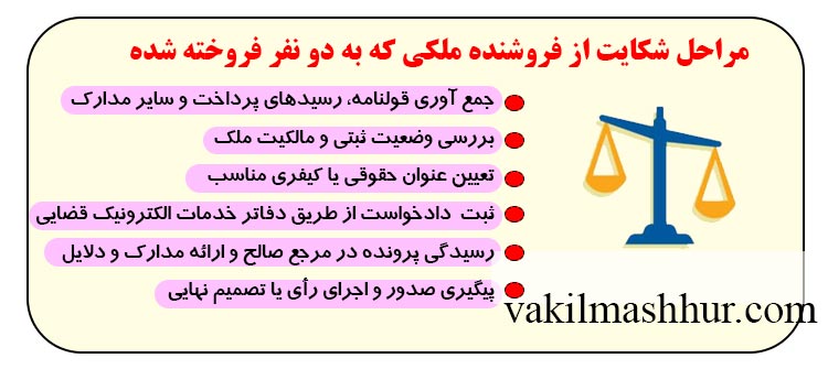 مراحل شکایت از فروشنده ملکی که به دو نفر فروخته شده