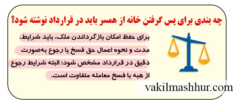 چه بندی برای پس گرفتن خانه از همسر باید در قرارداد نوشته شود؟