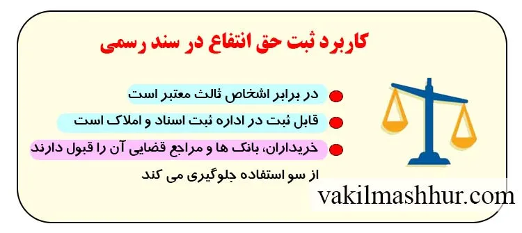 کاربرد ثبت حق انتفاع در سند رسمی