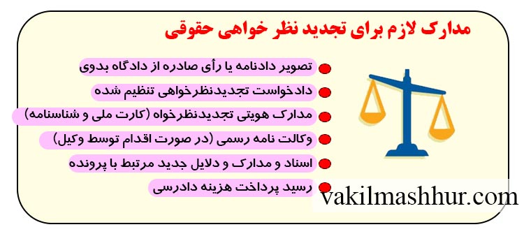 مدارک لازم برای تجدید نظر خواهی حقوقی