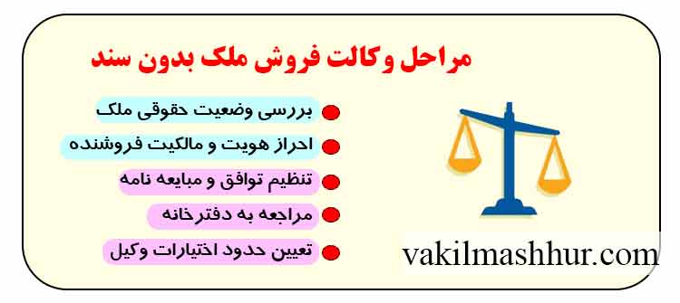 مراحل وکالت فروش ملک بدون سند