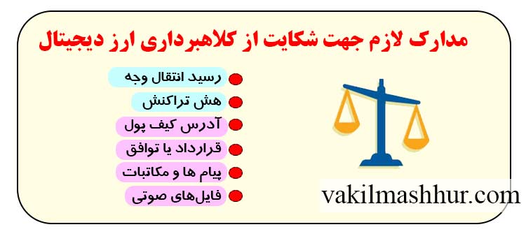 مدارک لازم جهت شکایت از کلاهبرداری ارز دیجیتال